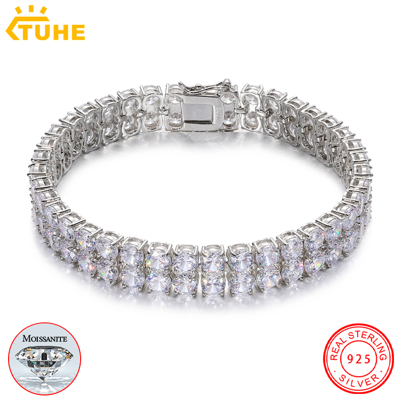 Tennis Bracelet Cubic - TUHE Unisex Buzlu Mozanit Çift Sıralı