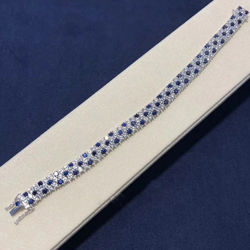 Kadınlar İçin Çift Sıra Mavi B - Tennis Bracelet Cubic incelemesi ve fiyatı