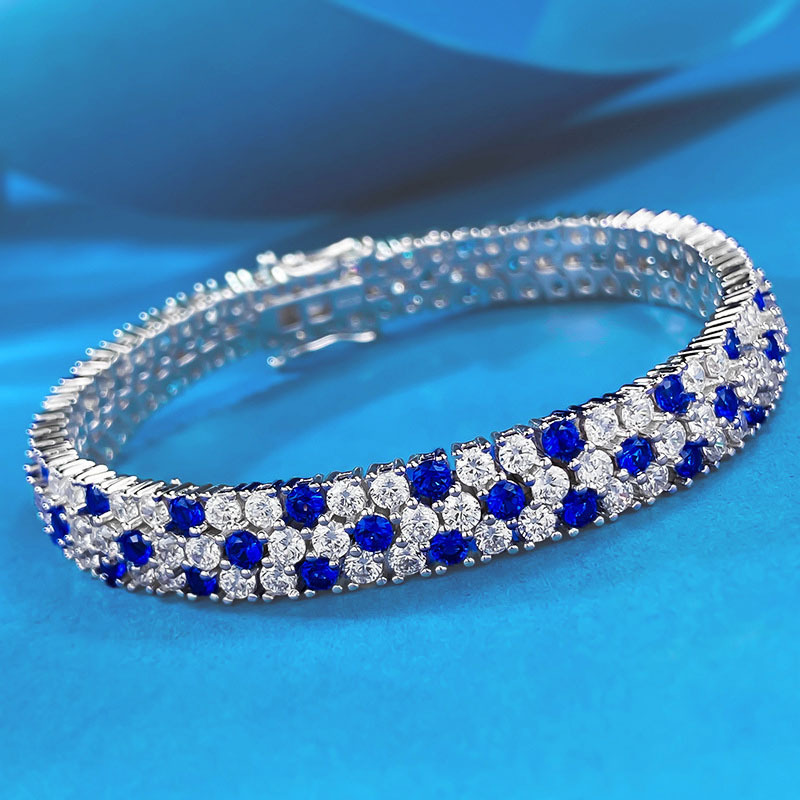Kadınlar İçin Çift Sıra Mavi B - Tennis Bracelet Cubic incelemesi ve fiyatı
