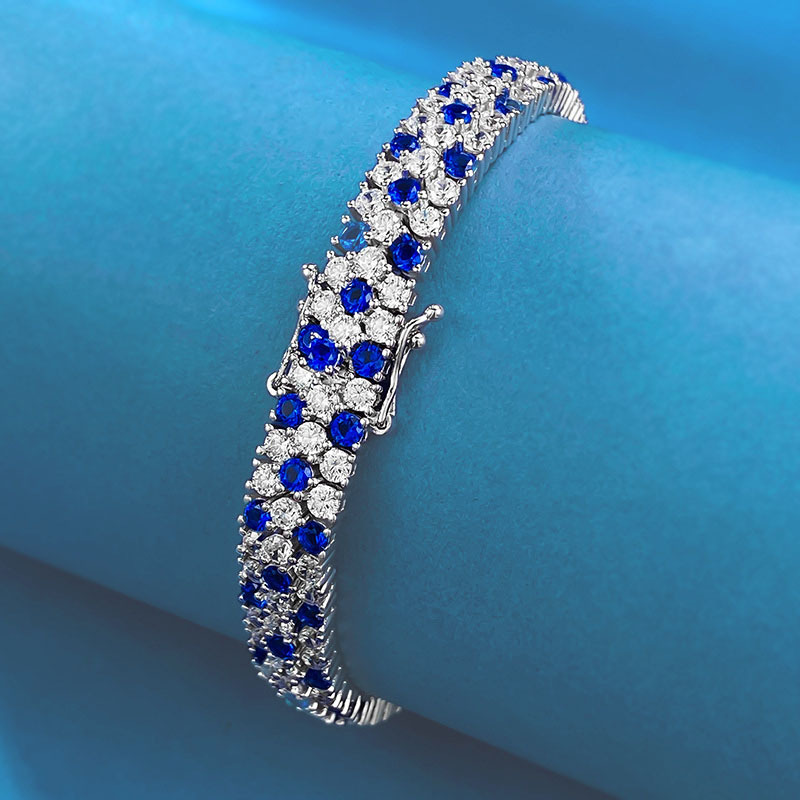 Kadınlar İçin Çift Sıra Mavi B - Tennis Bracelet Cubic incelemesi ve fiyatı